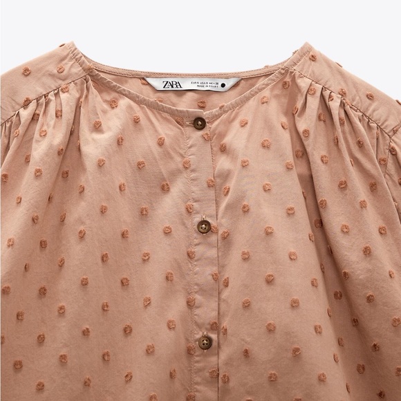 Zara Swiss Dot Blouse with Voluminous Sleeves - Picture 7 of 10